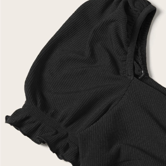 SHEIN Black Milkmaid Women’s Knot Wrap Crop Top Size Small - Picture 7 of 10